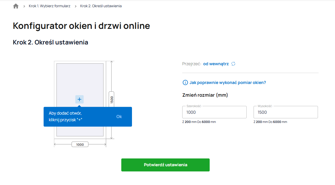 Krok 2 - Wybór typu otwierania