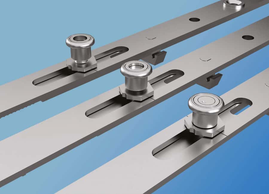 metalowe czopy antywłamaniowe w kształcie grzybka niemieckiego producenta Gretsch-Unitas, chroniące okna przed podważeniem