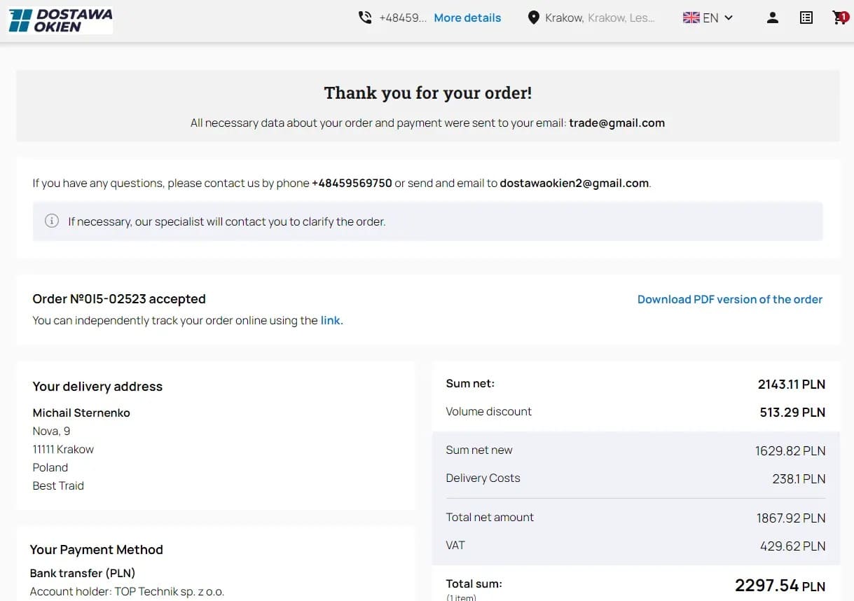 Step 10 - Forming the order