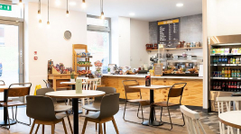 Doors to restaurants, cafes, bars