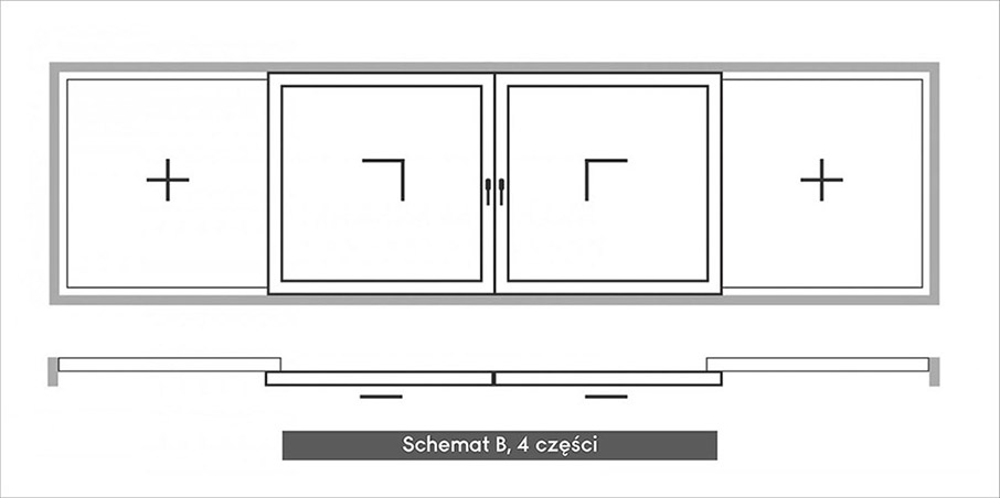 Schemat B otwierania drzwi tarasowych (4 części)