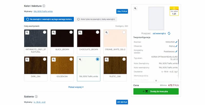 Krok 4 - Wyb&oacute;r kolekcji (systemu profili Rehau)