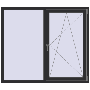 Buy Tilt-and-Turn 1500x1300 mm KORSA OPTIMUM REHAU EURO 70 ANTHRACITE_GREY_GLATT two-sided