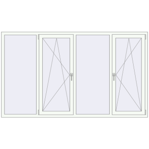 Buy Tilt-and-Turn 2400x1400 mm REHAU ENERGY-SAVING SYNEGO MD RAL 9016 Traffic white two-sided