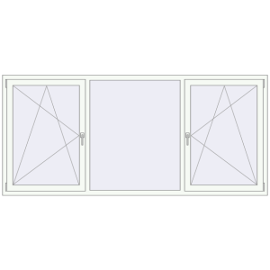 Buy Tilt-and-Turn 2565x1165 mm KORSA ENERGY-SAVING REHAU SYNEGO MD RAL 9016 Traffic white two-sided