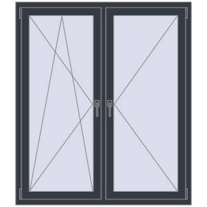 Buy Tilt-and-Turn 1300x1500 mm KORSA OPTIMUM REHAU EURO 70 ANTHRACITE_GREY_STRUKTURAL two-sided