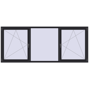 Buy Tilt-and-Turn 2800x1150 mm KORSA ENERGY-SAVING REHAU SYNEGO MD BLACK_ULTI-MATT two-sided