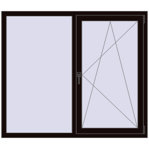 Buy Tilt-and-Turn 1500x1300 mm KORSA OPTIMUM REHAU EURO 70 BLACK_BROWN two-sided