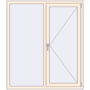 Buy Tilt-and-Turn 1300x1500 mm KORSA OPTIMUM REHAU EURO 70 CREAME_WHITE_50L-2 two-sided