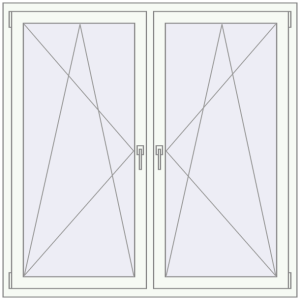 Buy Tilt-and-Turn 1470x1470 mm KORSA ENERGY-SAVING REHAU SYNEGO MD RAL 9016 Traffic white two-sided