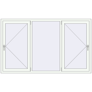 Buy Tilt-and-Turn 2000x1200 mm KORSA OPTIMUM REHAU EURO 70 RAL 9016 Traffic white two-sided