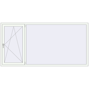 Buy Tilt-and-Turn 2500x1240 mm KORSA ENERGY-SAVING REHAU SYNEGO MD RAL 9016 Traffic white two-sided