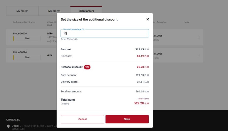 Change additional discount