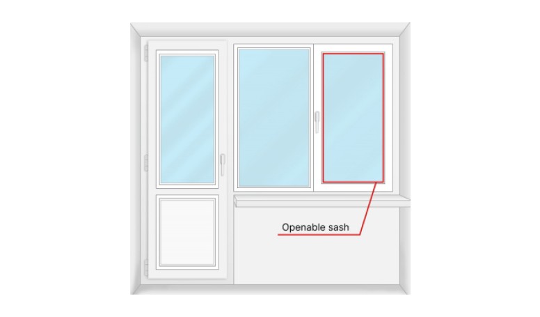 Balcony unit with tilt and turn window