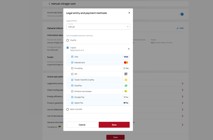 list of payment methods