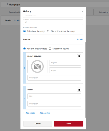 Adding photos/videos