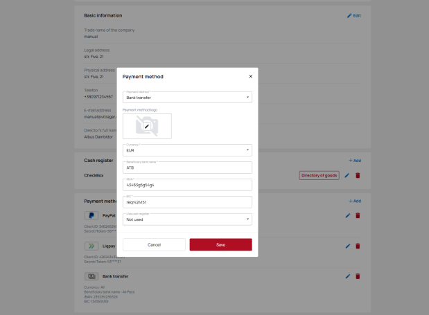 Payment methods