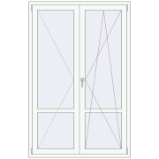 Балконні двері 1300x2000 мм REHAU Euro 60 RAL 9016 Traffic white з двох сторін