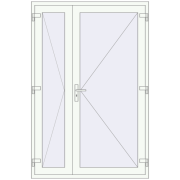Вхідні двері 1400x2100 мм REHAU SYNEGO RAL 9016 Traffic white з двох сторін