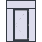 Entrance doors 1800x2500 mm DOOR KORSA OPTIMUM REHAU BRILLANT ANTHRACITE_GREY_STRUKTURAL two-sided