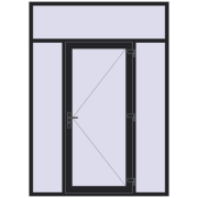 Entrance doors 1800x2500 mm DOOR KORSA OPTIMUM REHAU BRILLANT BLACK_ULTI-MATT two-sided