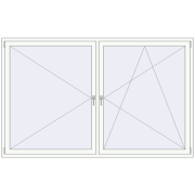 Tilt-and-Turn 2400x1500 mm KORSA ENERGY-SAVING REHAU SYNEGO MD RAL 9016 Traffic white two-sided