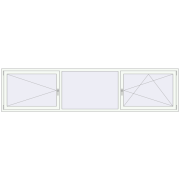Okna skrzydłowe 3274x800 mm KORSA ALU STANDARD 72 RAL 9016 Traffic white dwustronny