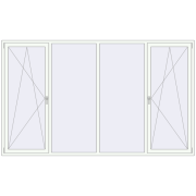 Tilt-and-Turn 3000x1800 mm KORSA ENERGY-SAVING REHAU SYNEGO MD RAL 9016 Traffic white two-sided