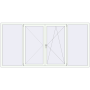 Tilt-and-Turn 2800x1400 mm KORSA ENERGY-SAVING REHAU SYNEGO MD RAL 9016 Traffic white two-sided