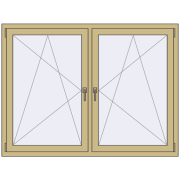 Tilt-and-Turn 1600x1200 mm KORSA ALU STANDARD 72 RAL 1000 Green beige two-sided