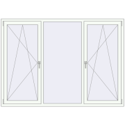 Tilt-and-Turn 2100x1500 mm KORSA ENERGY-SAVING REHAU SYNEGO MD RAL 9016 Traffic white two-sided