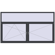 Tilt-and-Turn 2600x1500 mm KORSA OPTIMUM REHAU EURO 70 ANTHRACITE_GREY_STRUKTURAL two-sided