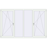 Tilt-and-Turn 2500x1560 mm KORSA OPTIMUM REHAU EURO 70 RAL 9016 Traffic white two-sided