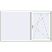 Tilt-and-Turn 2000x1200 mm KORSA ALU STANDARD 72 RAL 9016 Traffic white two-sided