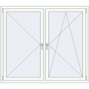 Tilt-and-Turn 1600x1400 mm KORSA ENERGY-SAVING REHAU SYNEGO MD RAL 9016 Traffic white two-sided