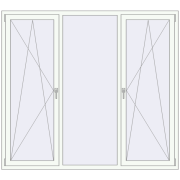 Tilt-and-Turn 2000x1800 mm KORSA ENERGY-SAVING REHAU SYNEGO MD RAL 9016 Traffic white two-sided