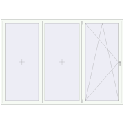 Tilt-and-Turn 3000x2100 mm KORSA ENERGY-SAVING REHAU SYNEGO MD RAL 9016 Traffic white two-sided