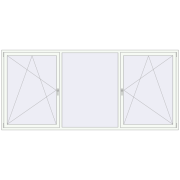 Tilt-and-Turn 3200x1450 mm KORSA ENERGY-SAVING REHAU SYNEGO MD RAL 9016 Traffic white two-sided