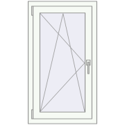 Tilt-and-Turn 600x1100 mm REHAU OPTIMUM EURO-DESIGN 70 RAL 9016 Traffic white two-sided