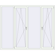 Tilt-and-Turn 2200x1800 mm KORSA ENERGY-SAVING REHAU SYNEGO MD RAL 9016 Traffic white two-sided