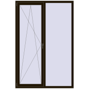 Tilt-and-Turn 1400x2100 mm KORSA OPTIMUM REHAU EURO 70 BLACK_BROWN two-sided