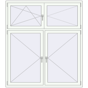 Tilt-and-Turn 1600x1800 mm REHAU EURO 70 RAL 9016 Traffic white two-sided