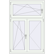 Tilt-and-Turn 1000x1500 mm KORSA OPTIMUM REHAU EURO 70 RAL 9016 Traffic white two-sided