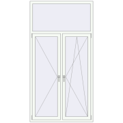 Tilt-and-Turn 1200x2300 mm KORSA OPTIMUM REHAU EURO 70 RAL 9016 Traffic white two-sided