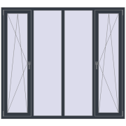 Tilt-and-Turn 2000x1800 mm KORSA ENERGY-SAVING REHAU SYNEGO MD ANTHRACITE_GREY_STRUKTURAL two-sided