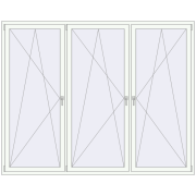Tilt-and-Turn 2500x2000 mm KORSA ENERGY-SAVING REHAU SYNEGO MD RAL 9016 Traffic white two-sided