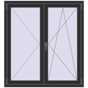 Tilt-and-Turn 1200x1300 mm KORSA OPTIMUM REHAU EURO 70 ANTHRACITE_GREY_GLATT two-sided