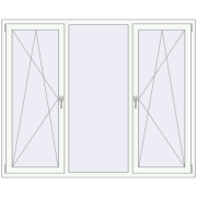 Вікна 1900x1550 мм REHAU Euro 70 RAL 9016 Traffic white з двох сторін