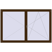 Tilt-and-Turn 2300x1500 mm KORSA ENERGY-SAVING REHAU SYNEGO MD DARK_OAK two-sided