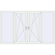 Tilt-and-Turn 2300x1400 mm KORSA OPTIMUM REHAU EURO 70 RAL 9016 Traffic white two-sided